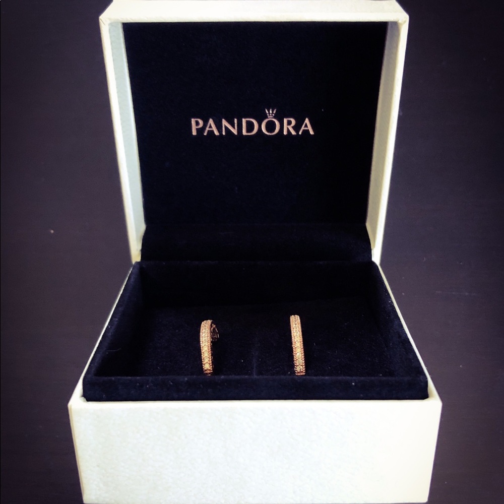Hearts of PANDORA Earrings - rose gold hoops